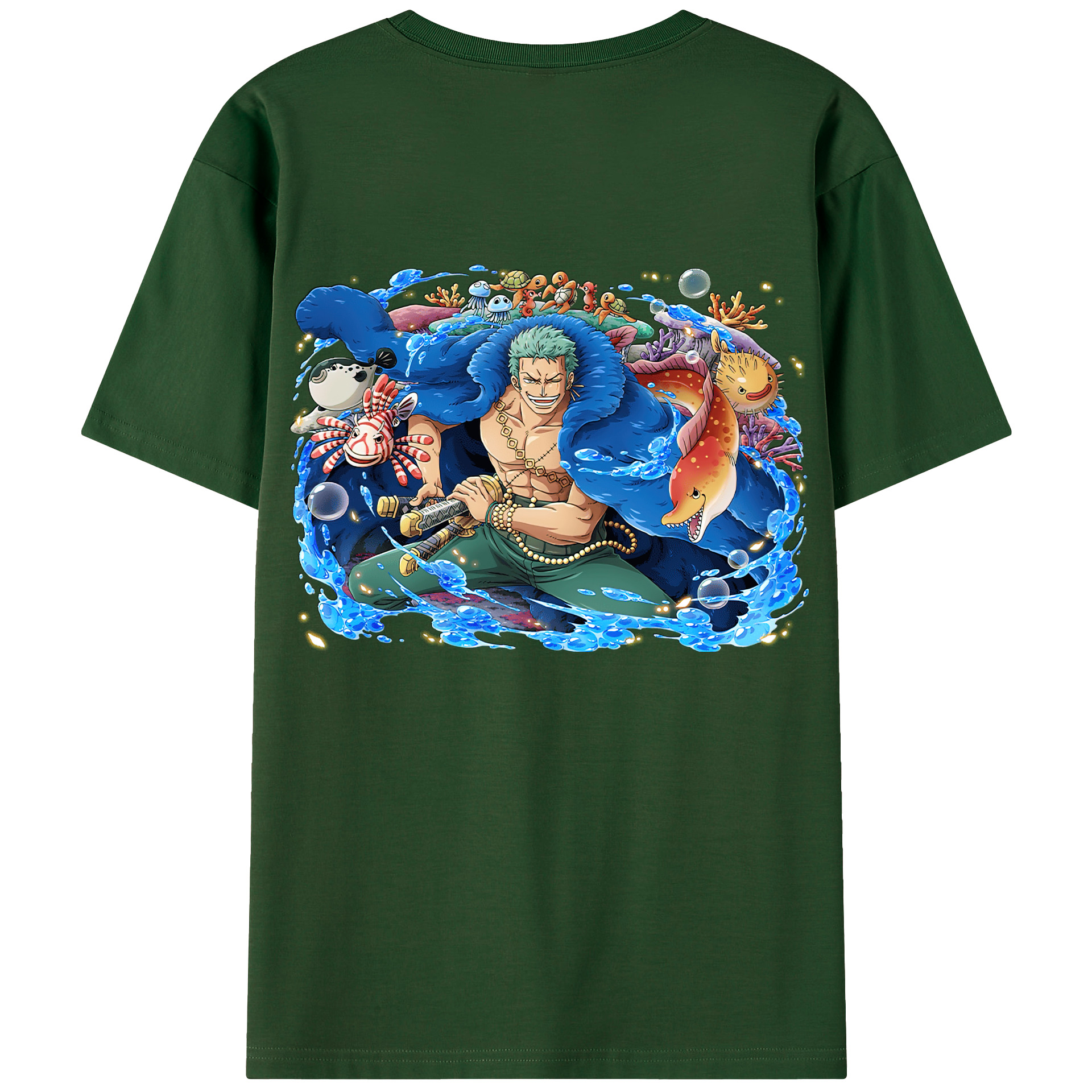 ワンピース ロロノア・ゾロ ONE PIECE Roronoa Zoro 綿100％半袖Tシャツ（背面プリント）